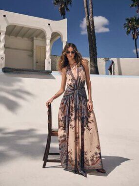 Zimmermann | Dresses | Zimmermann Lyre Picnic Maxi Dress Sz Us 4 Linen  Khaki Palm | Poshmark